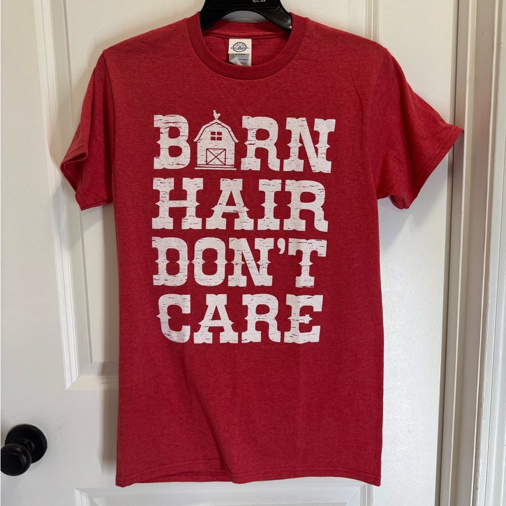 Red Short Sleeve Tee “Barn Hair Don’t Care”